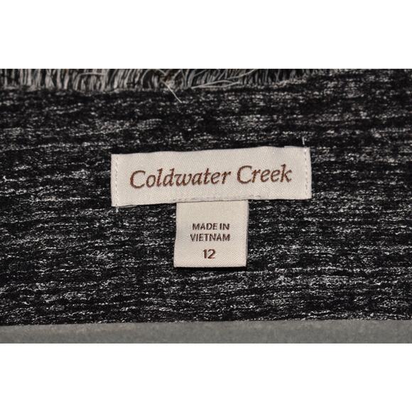 COLDWATER CREEK $128 Gray Fringe Trim Wool Blend Moto Jacket Size 12 - Picture 3 of 3